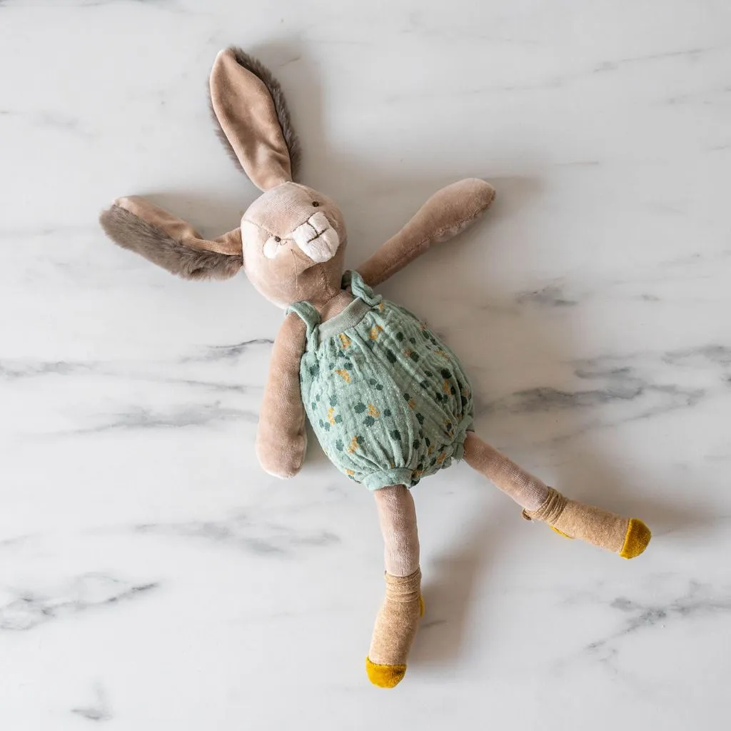 Sage Pattern Overalls Rabbit Soft Toy