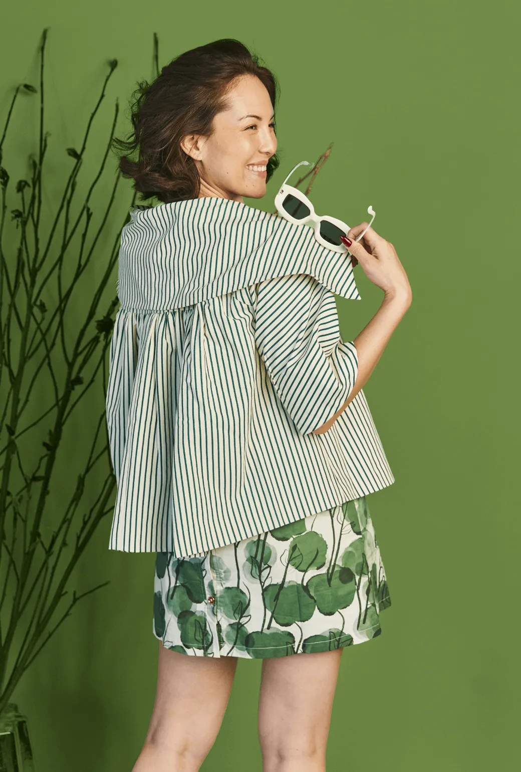 SAMPLE - Cropped Car Coat - Forest Stripe