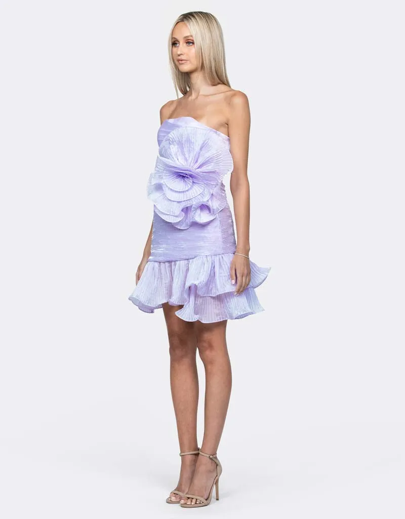 Stylish Womens Pleated Rosette Mini Dress - BL64D20S