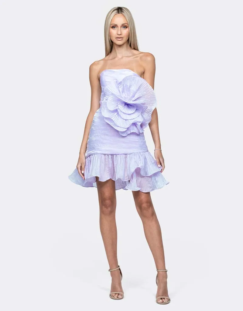 Stylish Womens Pleated Rosette Mini Dress - BL64D20S