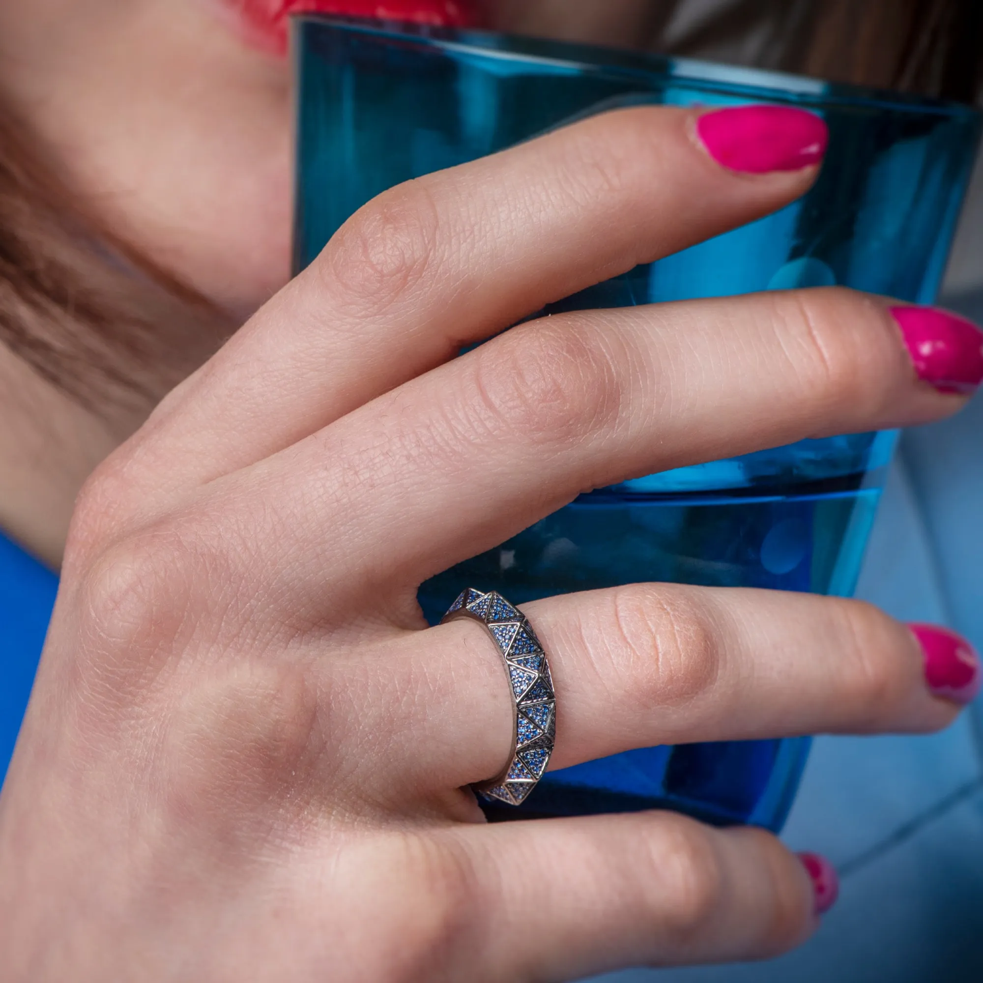 Sapphire Multi Pyramid Ring