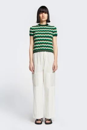 Stay Knitted Tee Green Wavy