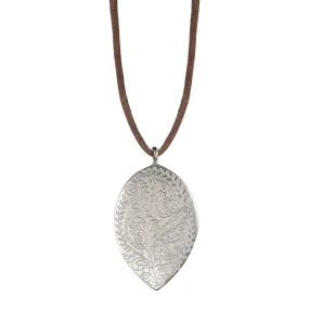 Sterling Silver Large Paisley Pendant on Natural Cord