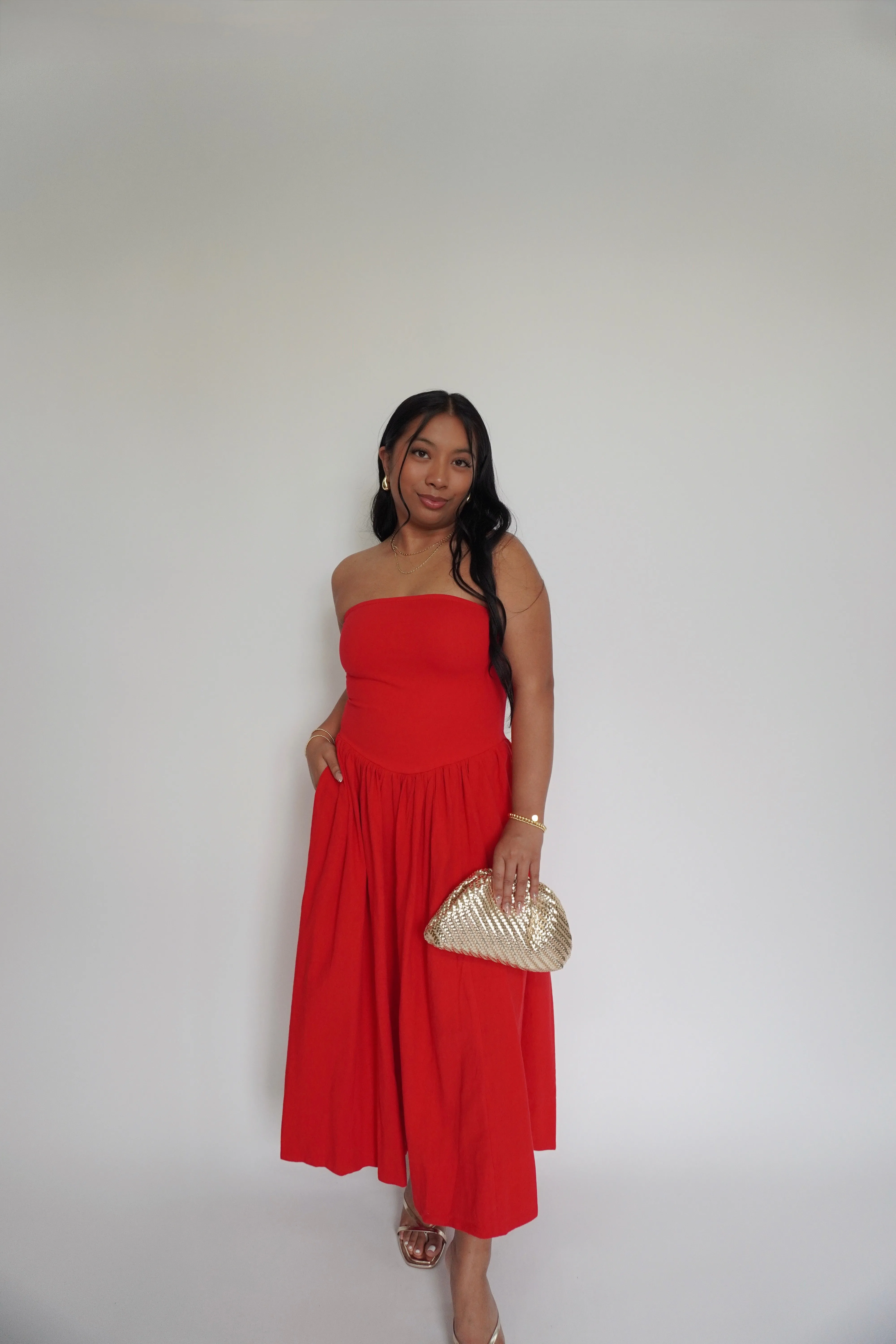 Strapless Midi Dress