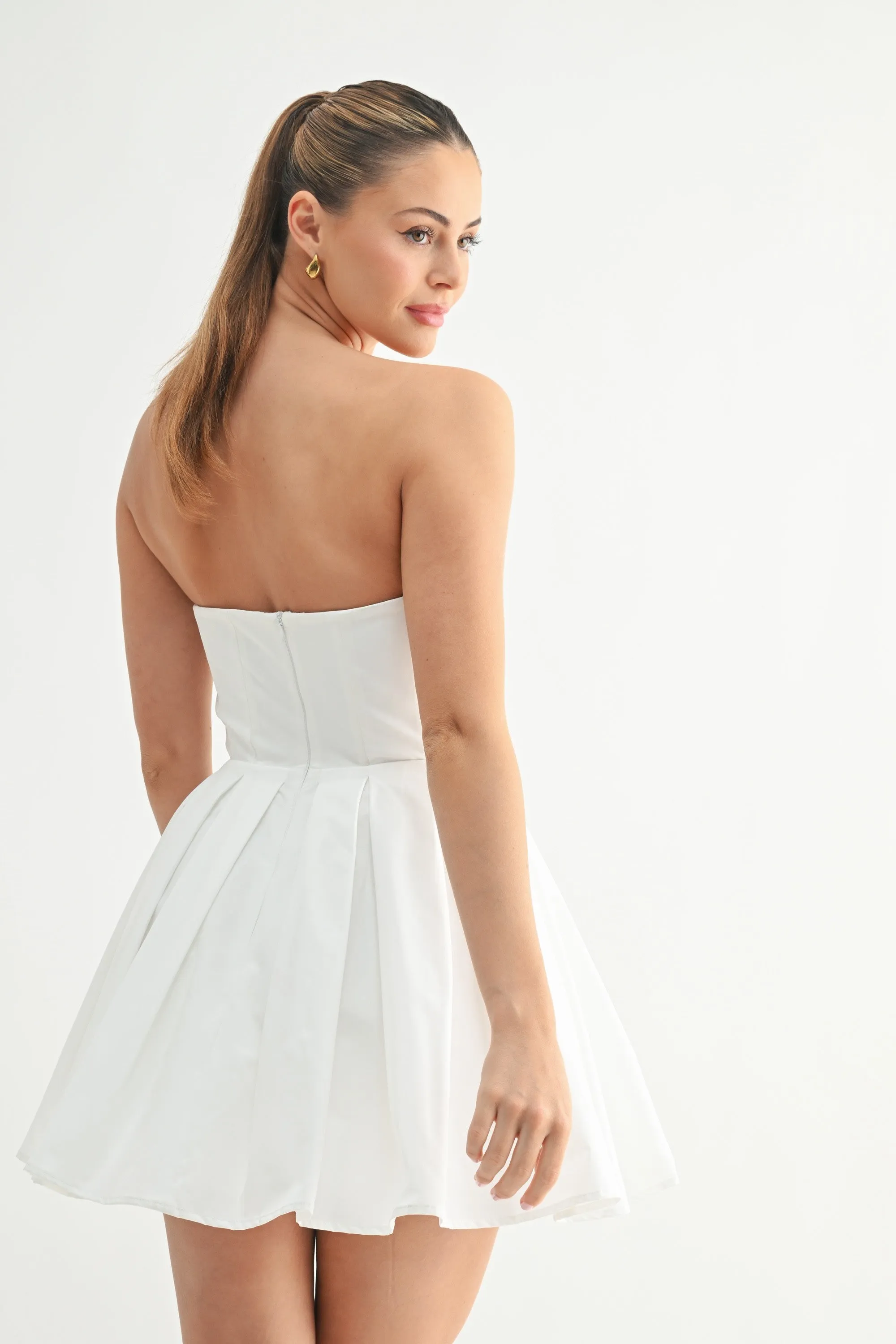 Strapless Pleated Mini Dress