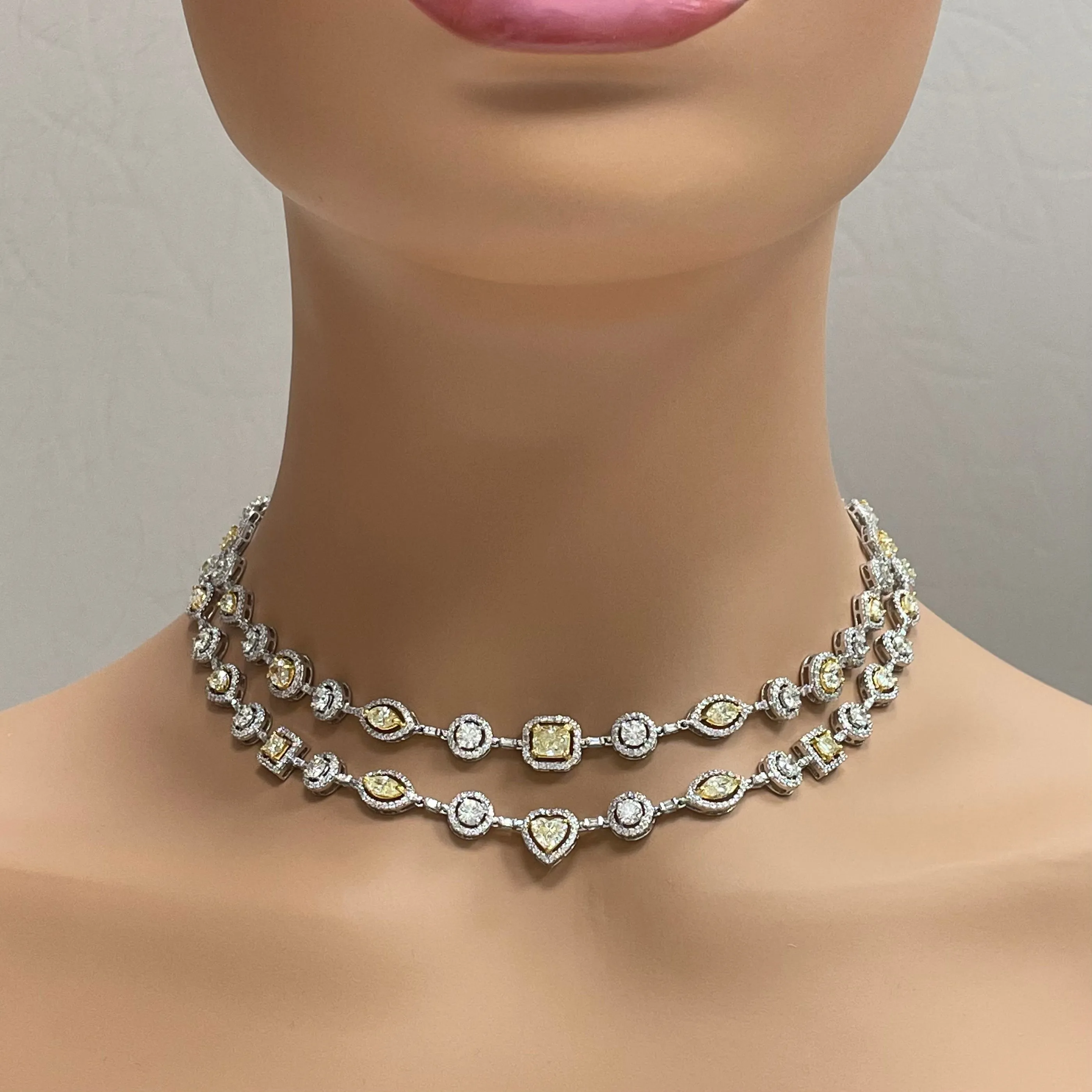 Summer Yellow & White Diamond Necklace (16.54 ct Diamonds) in Gold