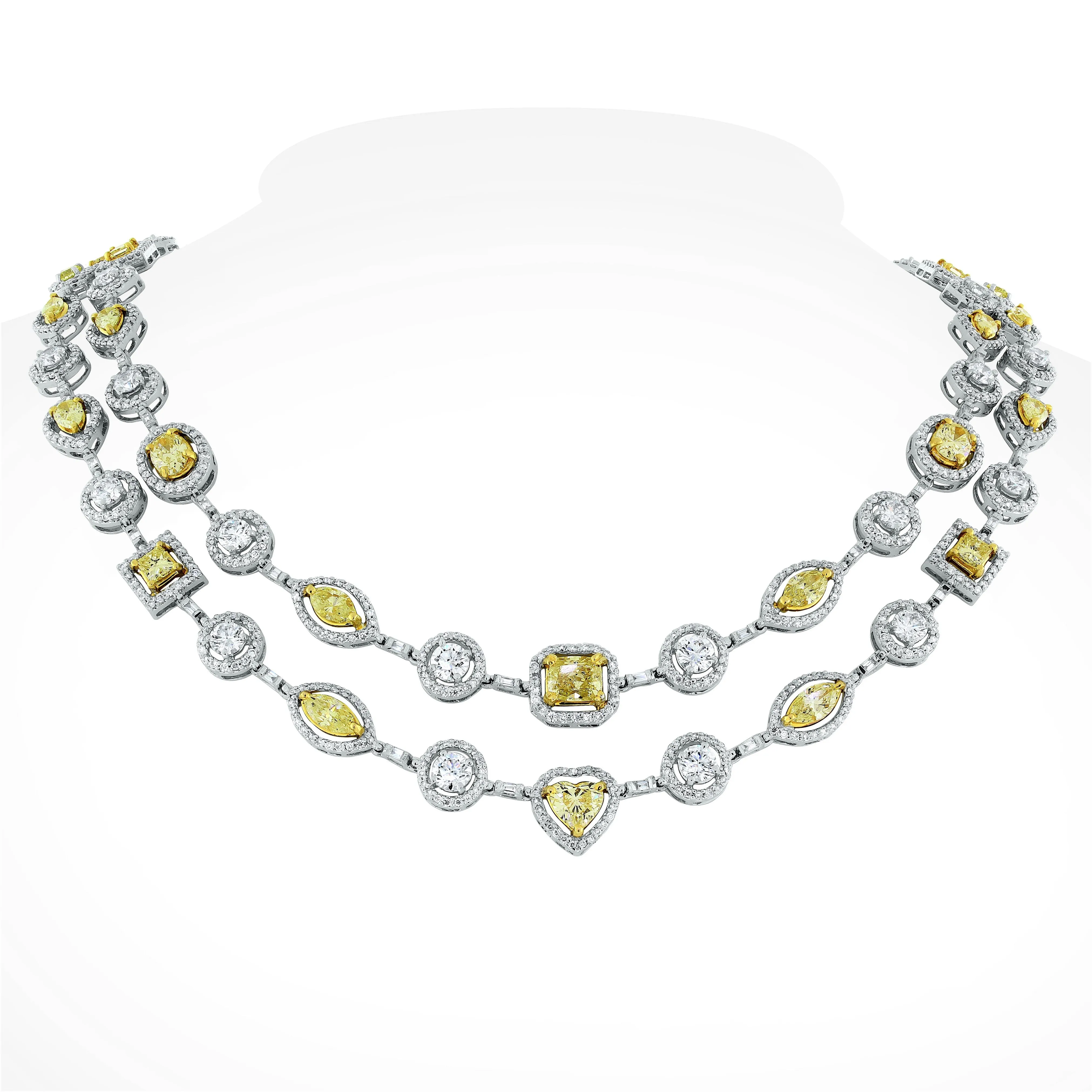 Summer Yellow & White Diamond Necklace (16.54 ct Diamonds) in Gold