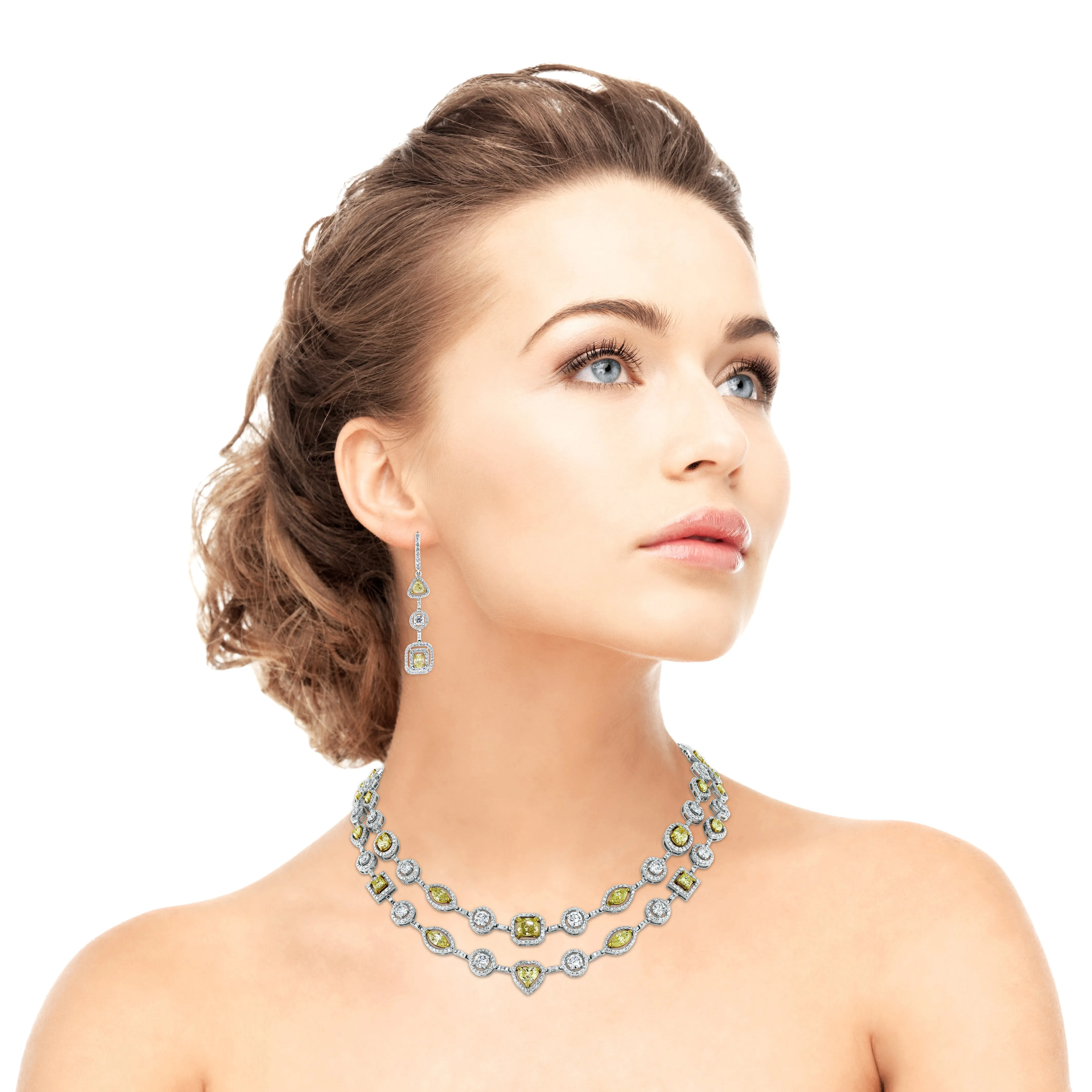 Summer Yellow & White Diamond Necklace (16.54 ct Diamonds) in Gold