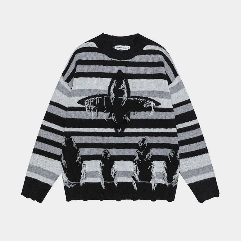Tassel Groove | Oversized Hip Hop Tassel Stripes Jumper