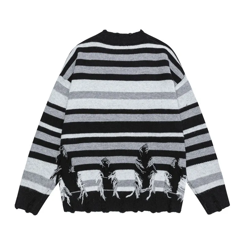 Tassel Groove | Oversized Hip Hop Tassel Stripes Jumper
