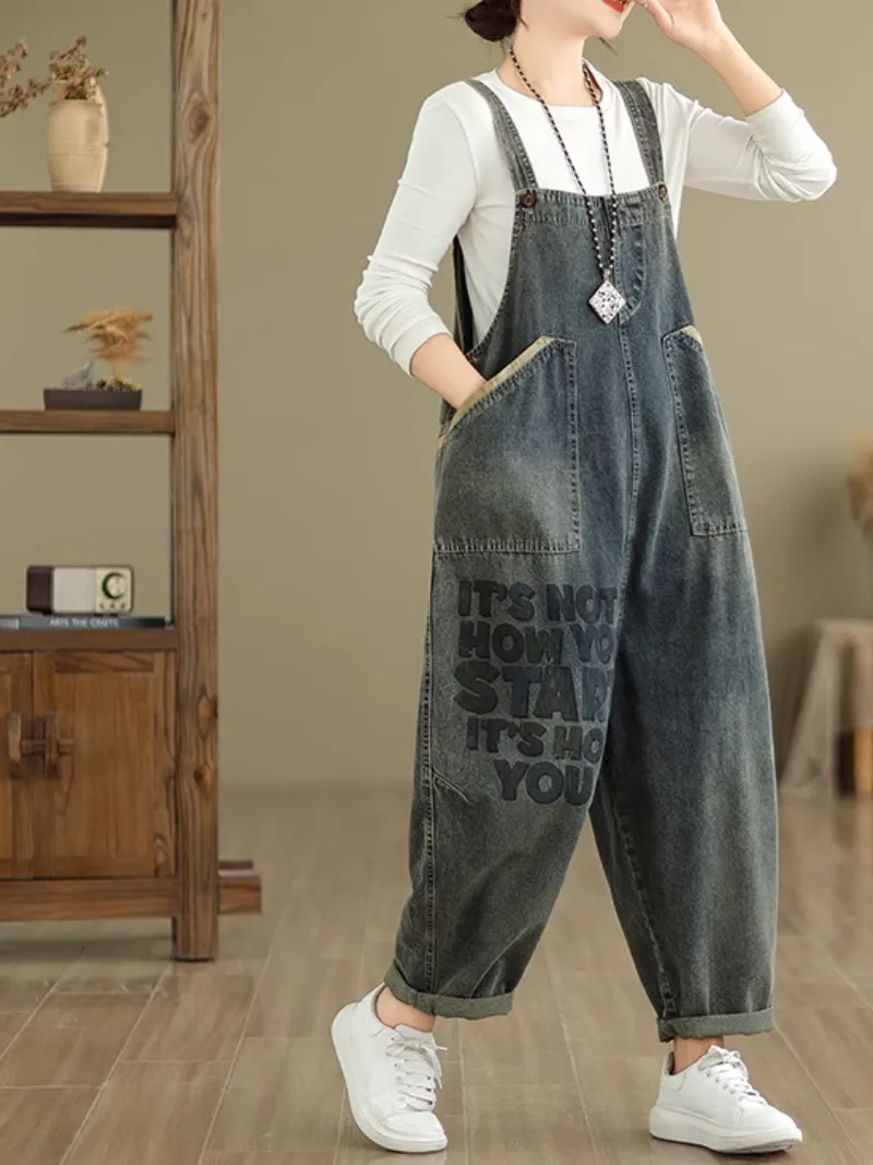 Women's Relaxed Style and Adorable Comfy Overalls Dungarees