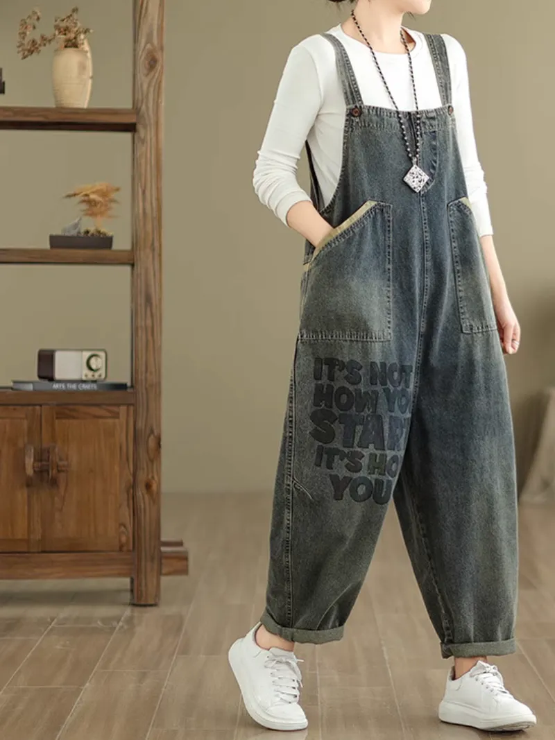 Women's Relaxed Style and Adorable Comfy Overalls Dungarees