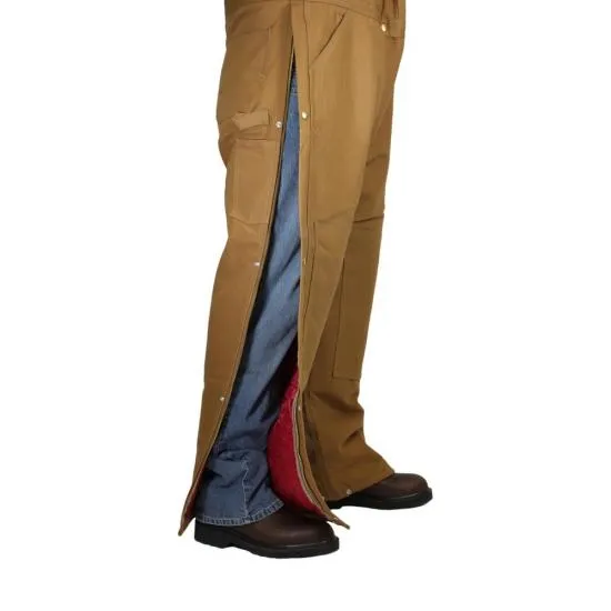 X-Carhartt R04 Duck Zip-Front Bib with Zipper to Hip - Quilt Lined